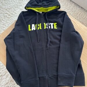 Men’s Lacoste Sport Black and Neon Zip Up Hoodie Size: 7 XXL